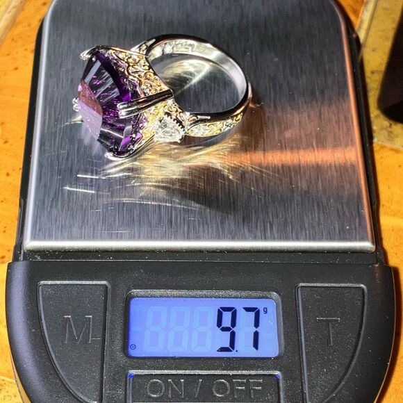 Natural African Amethyst Sterling Silver Cocktail Ring Size 9 - Picture 10 of 10